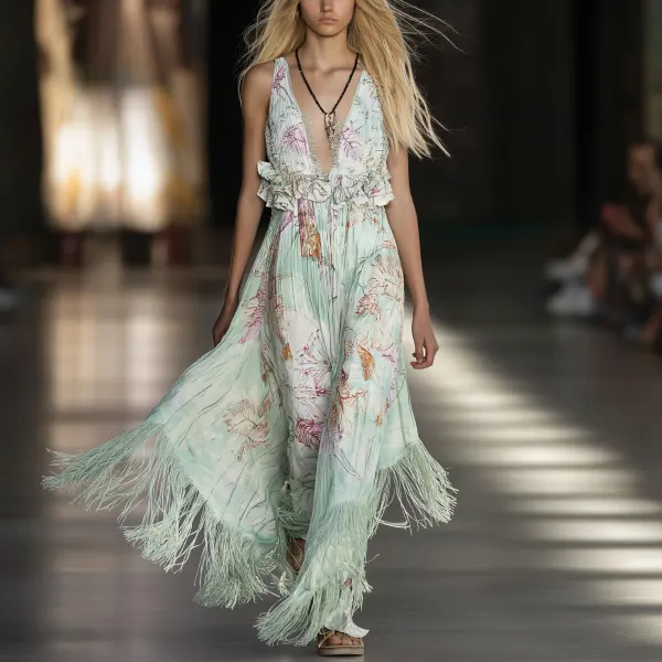 Women Elegant Floral Maxi Dress - Anurvogel.com 