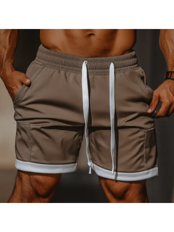 Brown Casual Drawstring Waist Men's Shorts - Ootdmw.com 