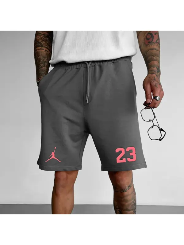 Unisex Basketball Print Sports Leisure Drawstring Gray Shorts - Localziv.com 