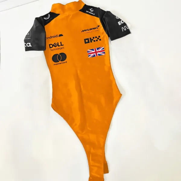 Women's 2025 Racing Team Print Slim Fit Short Sleeve Bodysuit - Ootdyouth.com 