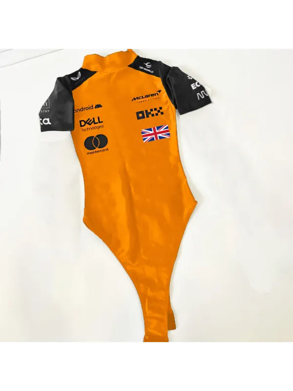 Women's 2025 Racing Team Print Slim Fit Short Sleeve Bodysuit - Shopyiyistories.com 