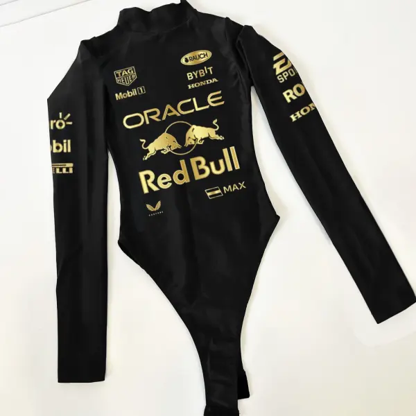 Women's Racing Print Style Personality Long-sleeved Jumpsuit - Ootdyouth.com 
