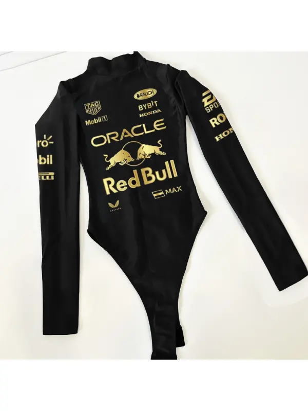 Women's Racing Print Style Personality Long-sleeved Jumpsuit - Aptkoi.com 