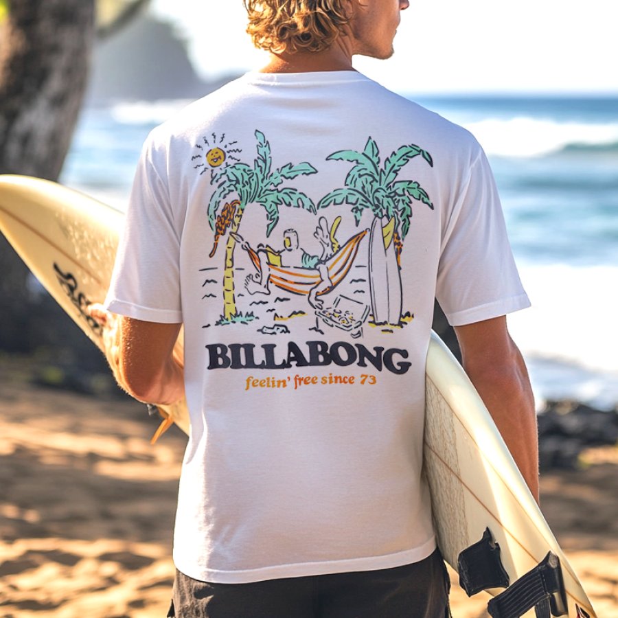 

Men's Fun Painting Vintage Retro Graphic Print Summer Surfing White T-shirt