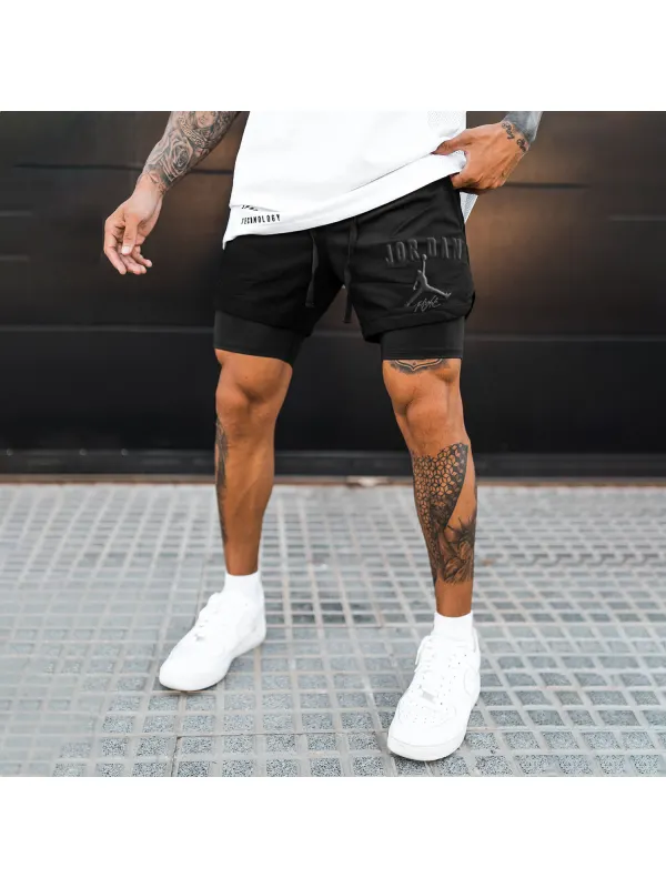 Men's Basketball Lettering Print Training Shorts - Aptkoi.com 