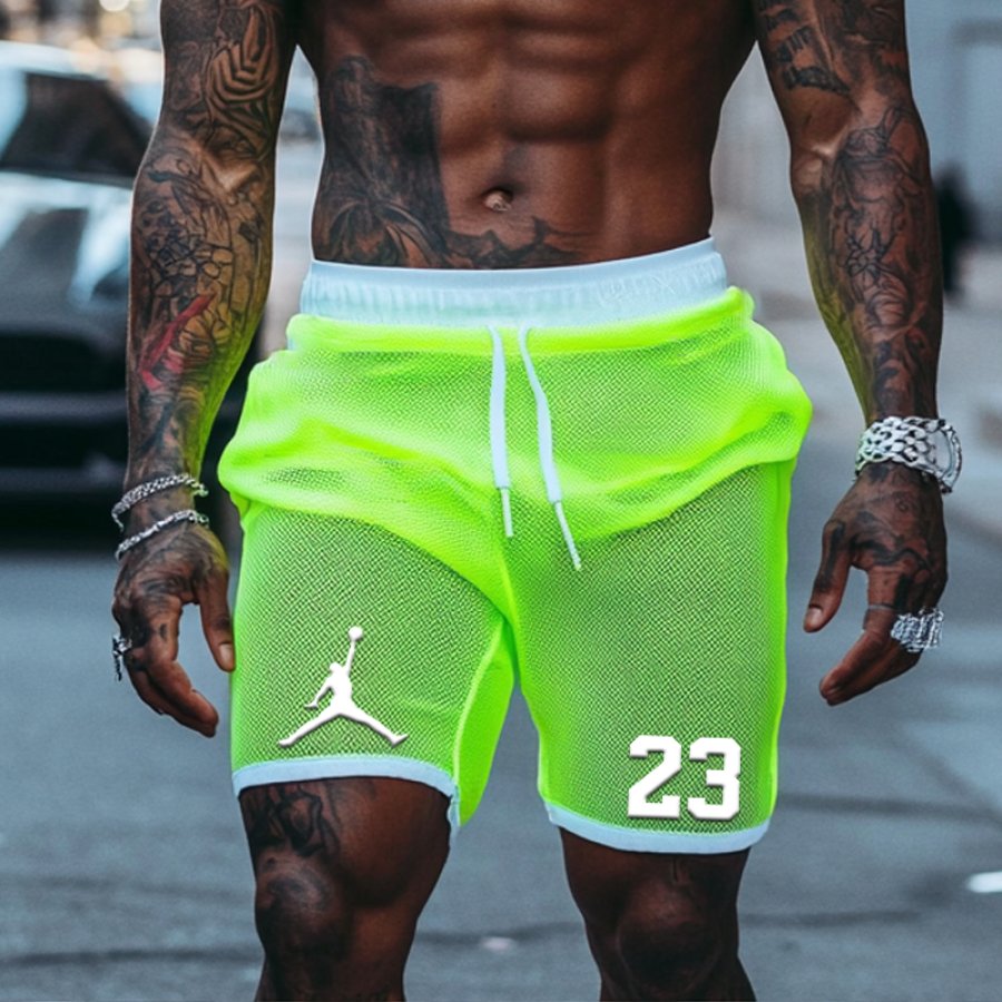 

Men's Basketball Neon Green Inspired Athletic Mesh Shorts