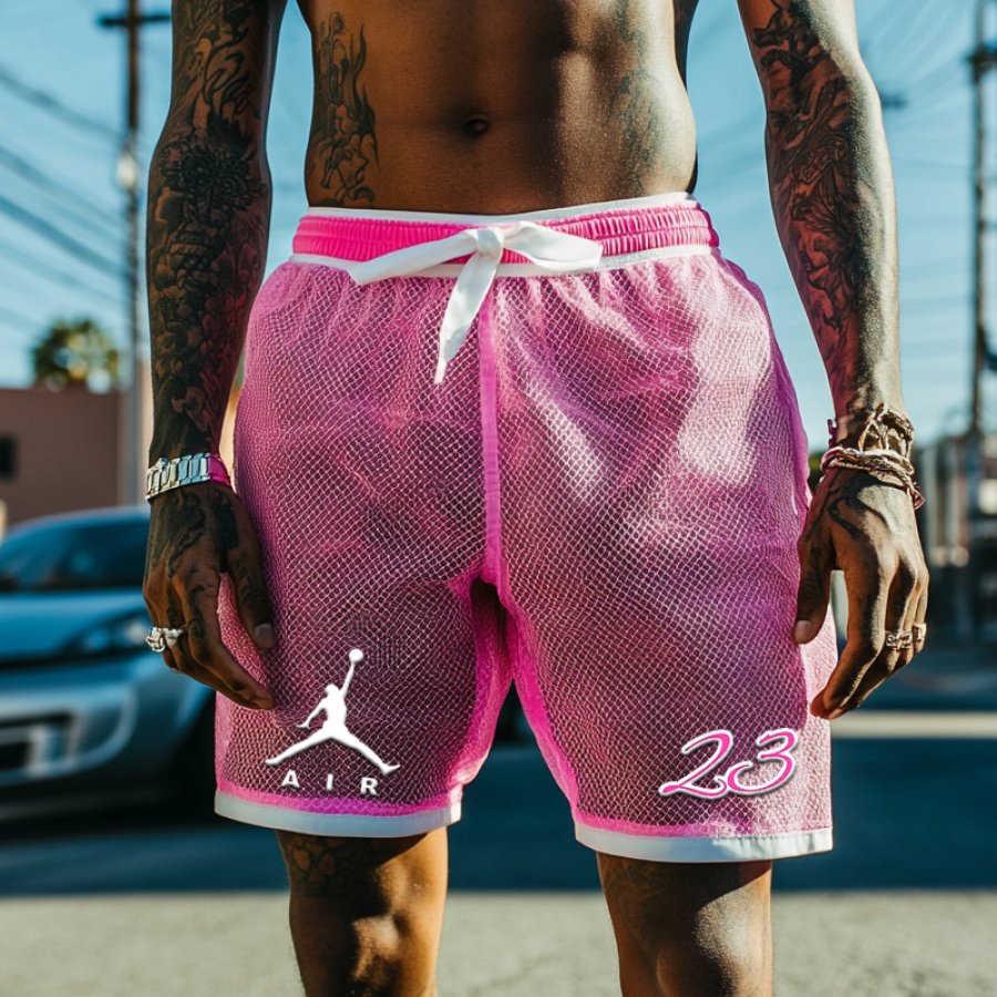 

Men's Basketball Gradient Pink Mesh Shorts