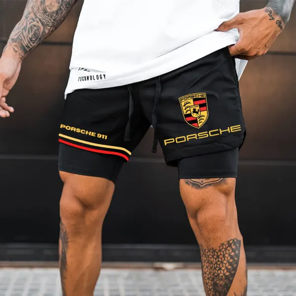 Men's Racing Logo Workout Shorts - Spiretime.com 