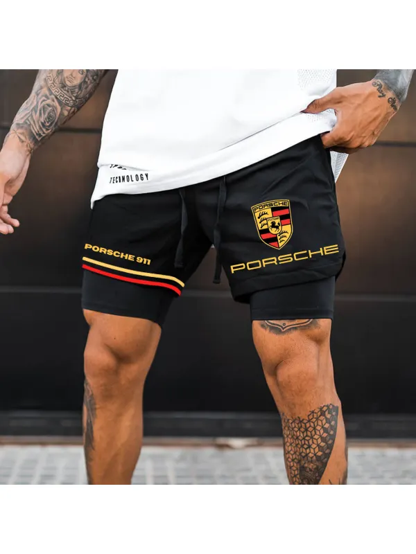 Men's Racing Logo Workout Shorts - Ootdmw.com 