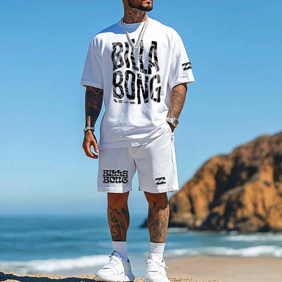 

Unisex Surf Retro Creative Patterns Street Oversize T-shirt And Shorts Set