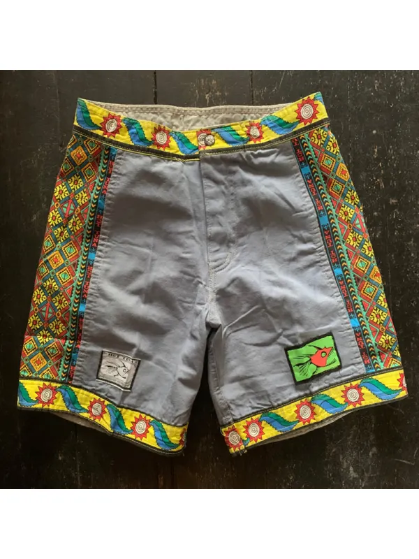 Surf Retro Print Shorts - Aptkoi.com 