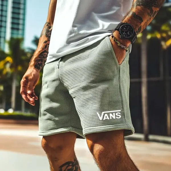 Vans Men's Surf Shorts Foam Print Waffle Knit Elastic Drawstring Shorts - Menzfolk.com 