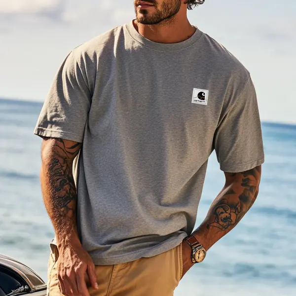 Unisex Vintage Embroidery Gray Knit Lightweight Mesh Surf T-Shirt - Perfect For Summer Outdoors - Wayrates.com 