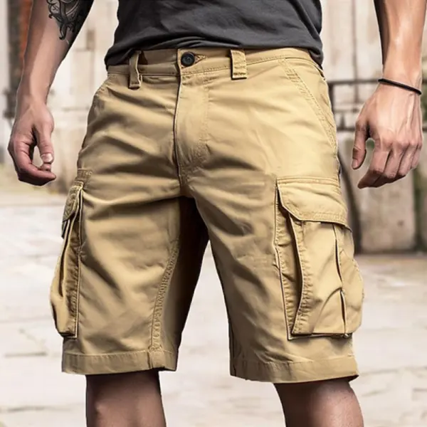 Men's Khaki Cargo Shorts Durable Versatile For Outdoor Adventures - Dozenlive.com 