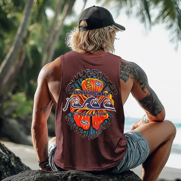 Unisex Beach Vacation Surf Print Vest - Menzfolk.com 