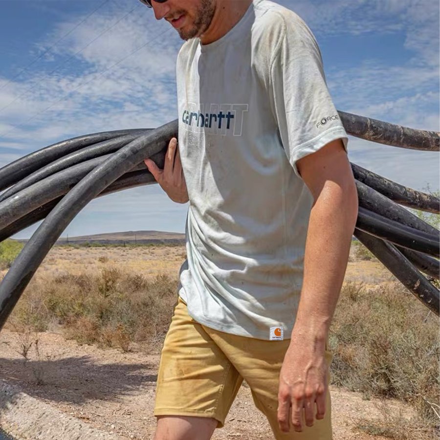 

Men's Vintage Print Knit Lightweight Mesh T-Shirt - Perfect For Summer Outdoors