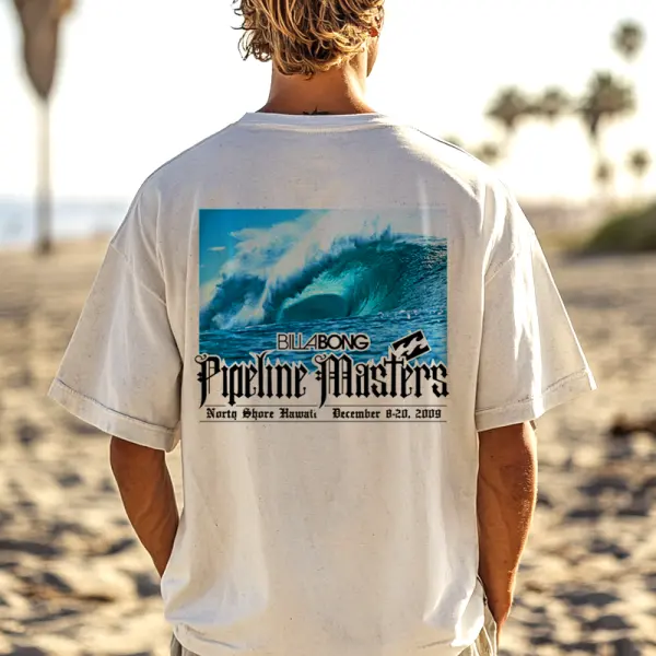 Beach Outdoors Surf Pipeline Masters Graphic White T-Shirt For Men - Dozenlive.com 