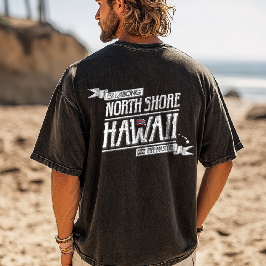 

Wash Vintage Graphic T-Shirt For Beach Lovers