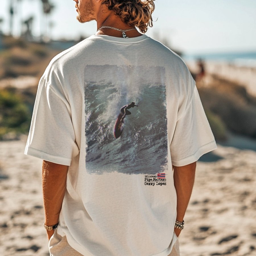 

Outdoors Surf Pipeline Masters Graphic White T-Shirt For Beach Lovers