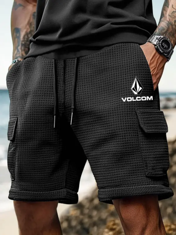 Volcom Men's Surf Shorts Waffle Knit Casual Elastic Drawstring Walkshort Cargo Shorts - Pragmaace.com 