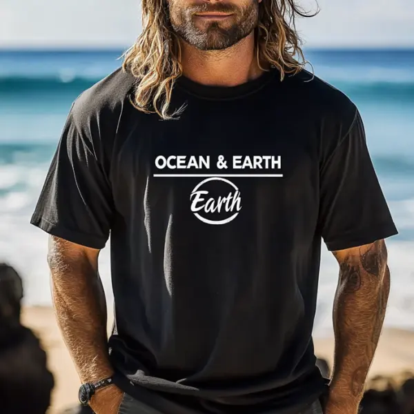 Men's OE Ocean Surf Print Crew Neck Short Sleeve T-Shirt - Menzfolk.com 