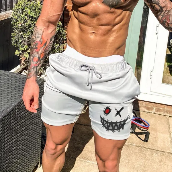 Men's Fashion Smiley Print Casual Slim Fit Shorts - Mobivivi.com 