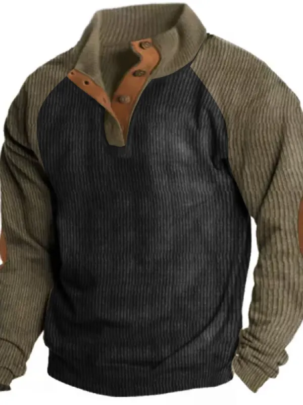 Men's Outdoor Raglan Sleeves Casual Stand Collar Sweatshirt - Pragmaace.com 