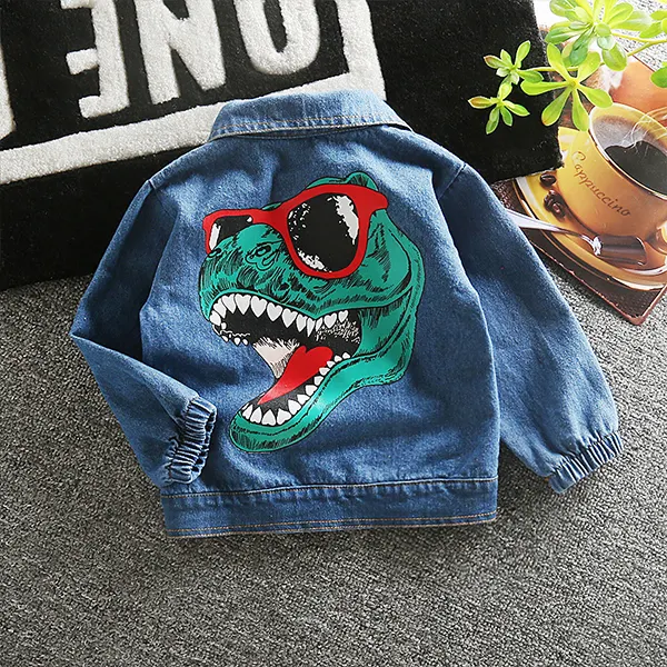 【12M-4Y】Boys Cartoon Print Denim Jacket Only $7.99 - Popopieshop.com 