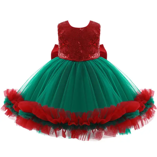 【12M-5Y】Girls Princess Dress with Bow Sequin Dress - Popopiearab.com 