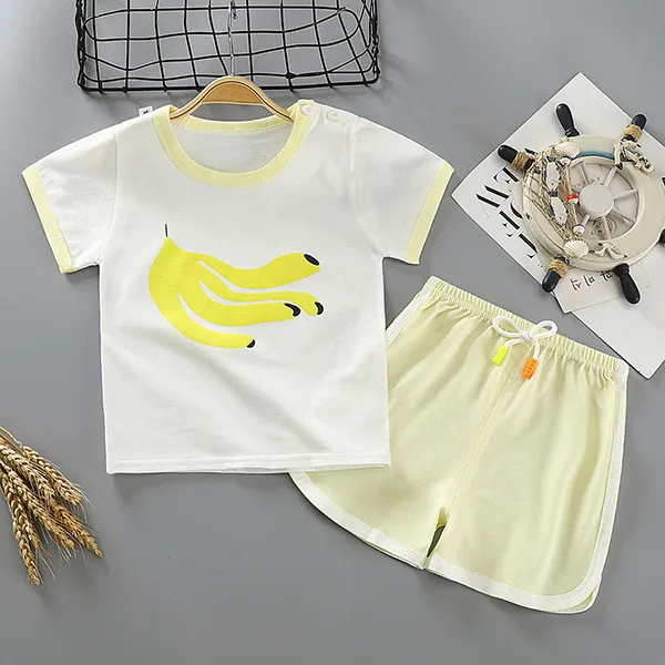 【6M-5Y】Boys Round Neck Short Sleeve Cartoon Print Suit Only $4.99 - Popopieshop.com 