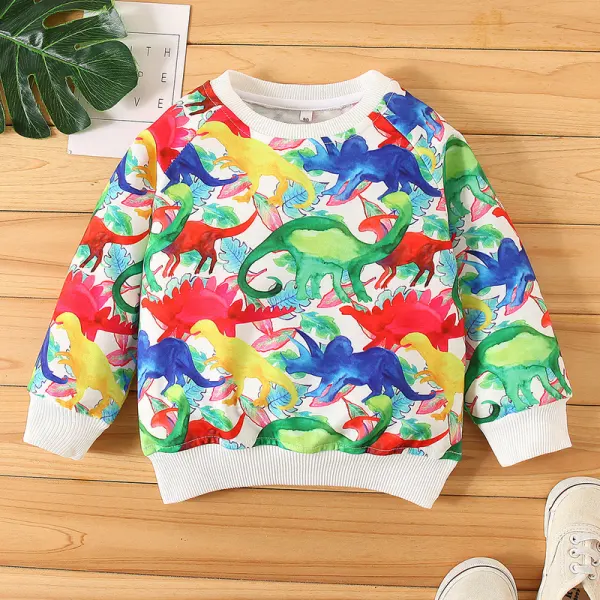 【18M-7Y】Boy's Colorful Little Dinosaur Sweatshirt - Popopiearab.com 