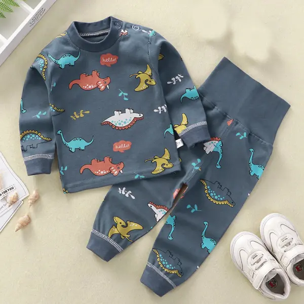 【9M-5Y】Kid's High-waist Belly-protecting Cartoon Print Home Service Suit - Popopiearab.com 