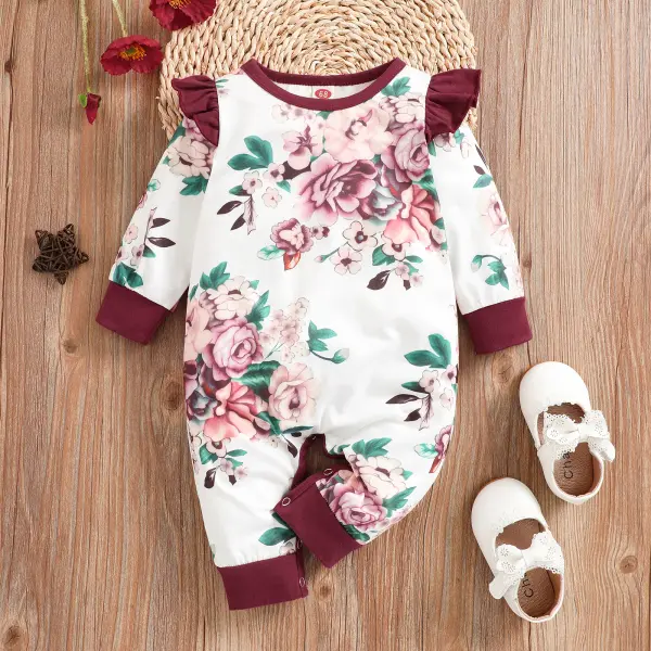【0M-7Y】Girls Sweet Floral Print Red Dress And Romper ( Sold Separately ) - 33266 Only $8.99 - Popopieshop.com 