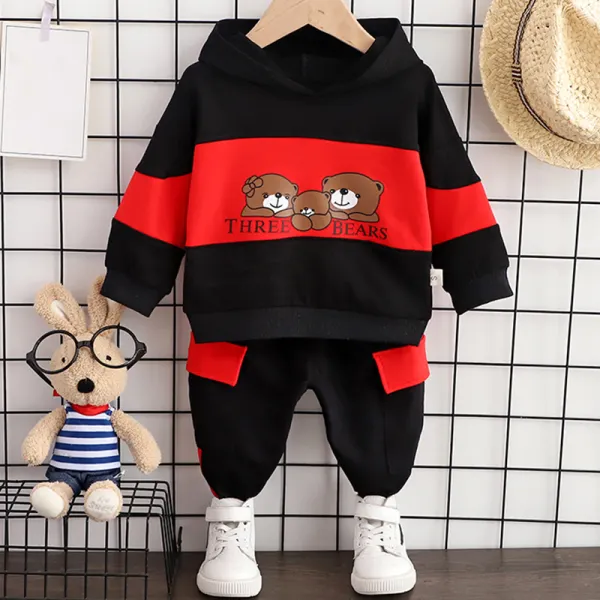 【12M-5Y】Boys Casual Bear Pattern Sweatshirt Pants Set - 4411 - Popopieshop.com 