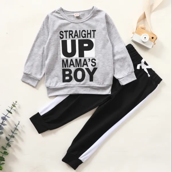 【18M-7Y】 Boys Casual Letter Print Sweatshirt Set - Popopiearab.com 