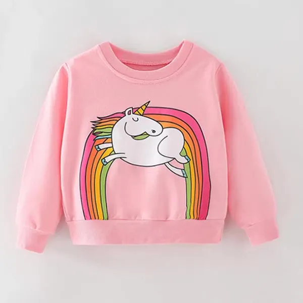 【18M-9Y】Girls Unicorn Print Long Sleeve Sweatshirt - Popopieshop.com 