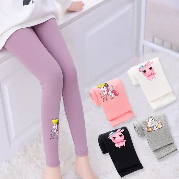 【2Y-13Y】Girl Cartoon Print Leggings - Popopiearab.com 