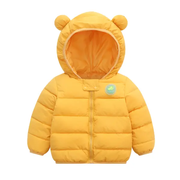 【12M-5Y】Kids Cute Solid Color Hooded Long Sleeve Warm Cotton Clothes Only $8.99 - Popopieshop.com 