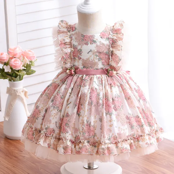 【6M-9Y】 Girl Sweet Flower Embroidered Princess Dress - Popopiearab.com 