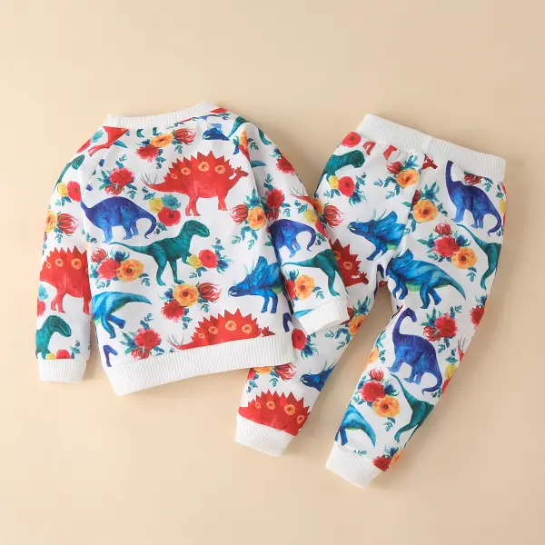【18M-7Y】Boys Dinosaur Print Long Sleeve Set - Popopiearab.com 
