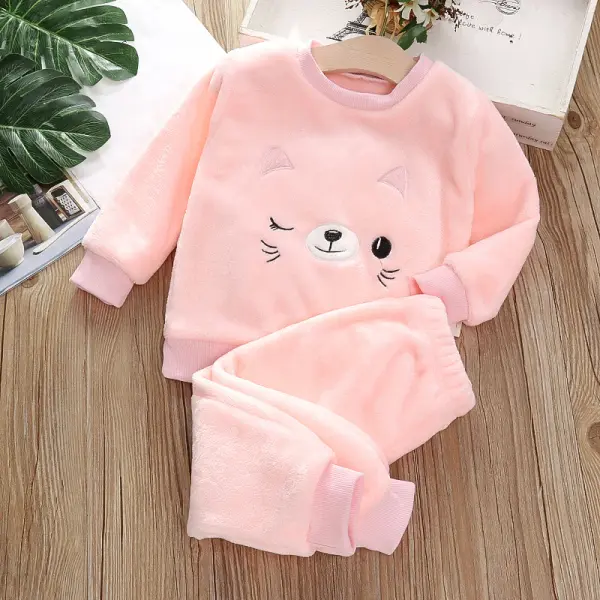 【12M-7Y】Kids Flannel Pajamas Two-piece Suit - Popopieshop.com 