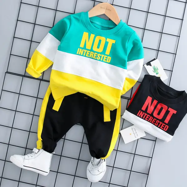 【12M-4Y】Boys Letter Print Long Sleeve Sweatshirt And Pants Set - Popopiearab.com 