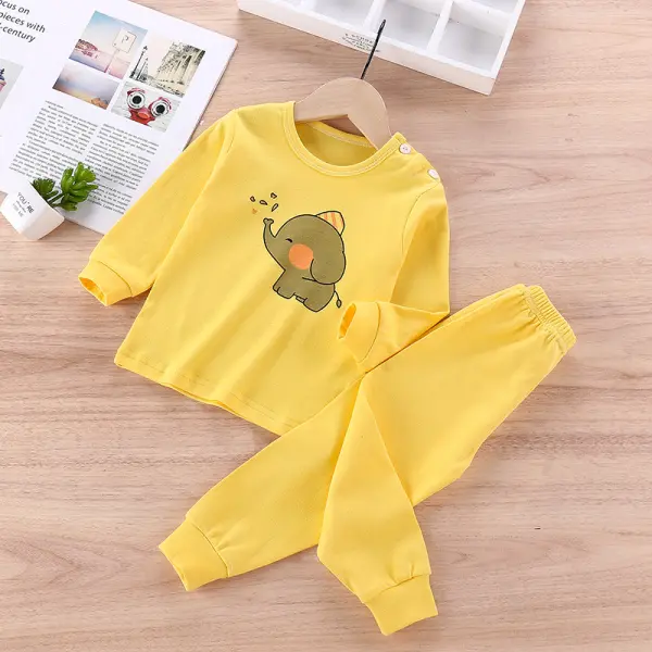 【6M-7Y】Boys Cartoon Print Cotton Long Sleeve Tee And Pants Pajamas Set - Popopiearab.com 