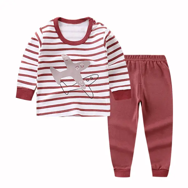 【9M-7Y】Girls Cartoon Print Cotton Long Sleeve Tee And Pants Pajamas Set - Popopiearab.com 