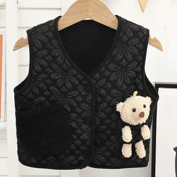 【12M-5Y】Kids Casual Bear Decoration Thick Lamb Vest Jacket - Popopiearab.com 