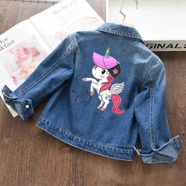 【18M-11Y】Girls Unicorn Print Placket Blue Denim Jacket - 3142 - Popopieshop.com 