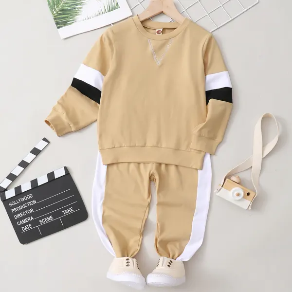 【18M-7Y】Boys Casual Striped Sleeve Sweatshirt And Pants Set - Popopieshop.com 