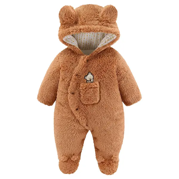 【0M-18M】Baby Hooded Bear Design Long-sleeve Jumpsuit - Popopiearab.com 