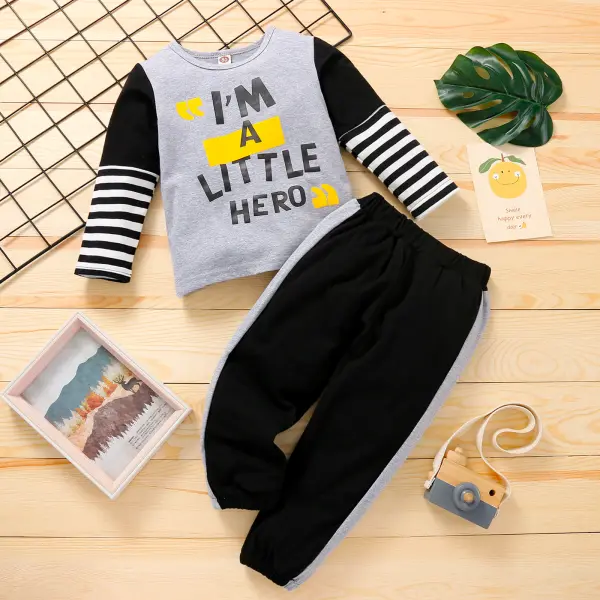 【12M-4Y】Boys Casual Letter Print Top And Trousers Suit Only $10.99 - Popopieshop.com 