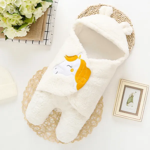 Newborn Baby Cute Cartoon Embroidered Fleece Quilt - Popopiearab.com 